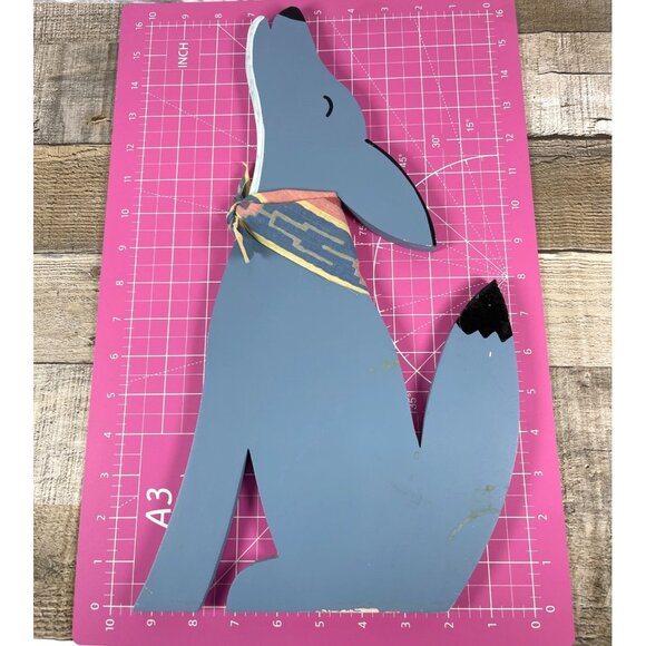 Vintage Handmade Southwestern Folk Art Howling Coyote Cactus Set Wood Décor 80's - Picture 12 of 16